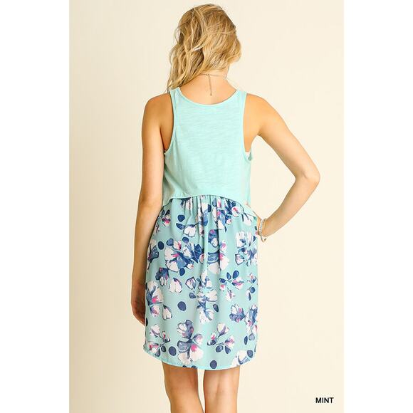 Umgee Top Size S Mint Green Fairy Floral Print Hi-low Relaxed Tunic Womens Shirt - Picture 4 of 4